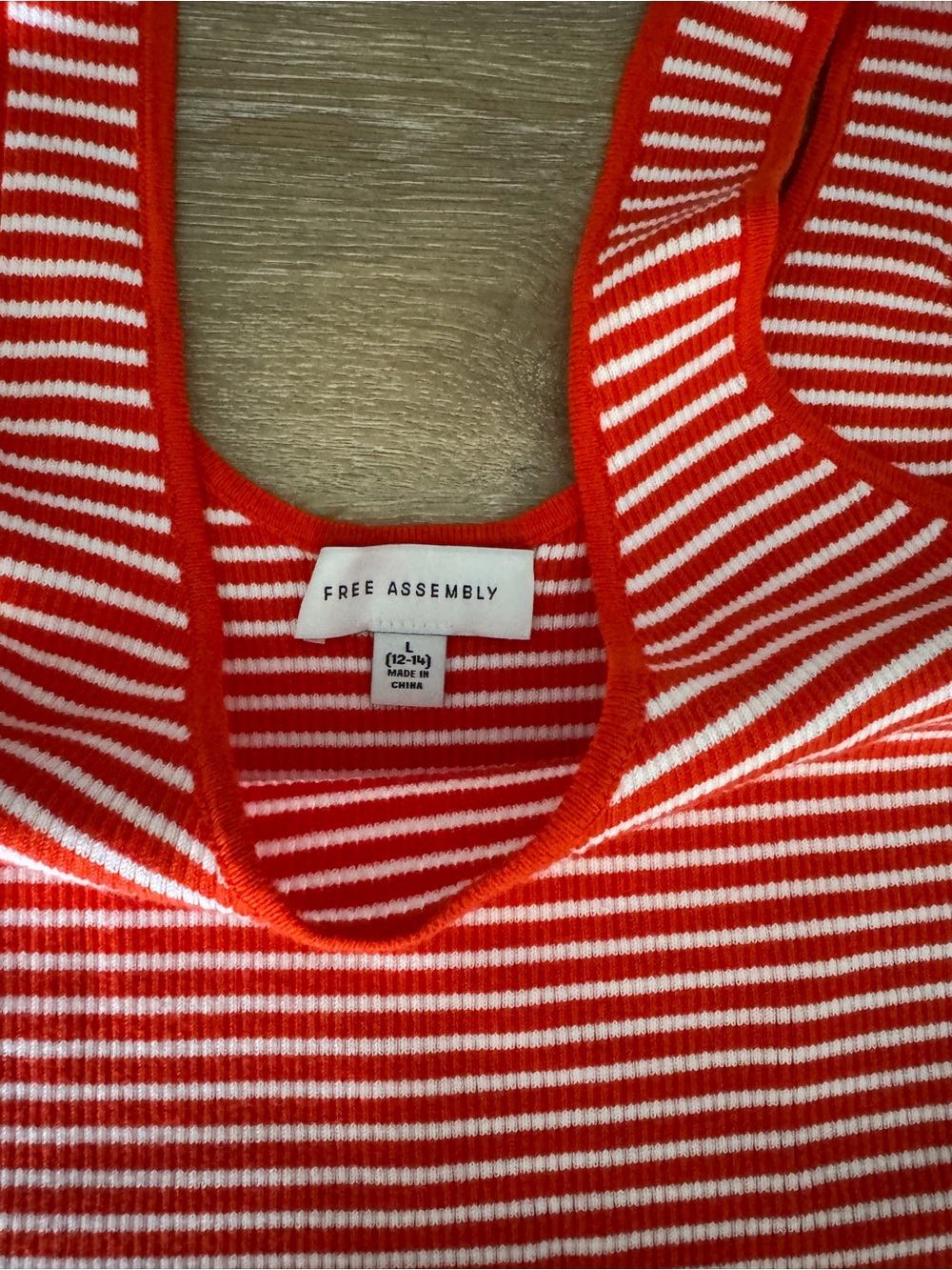 Free Assembly Red & White Striped Ribbed Tank Top